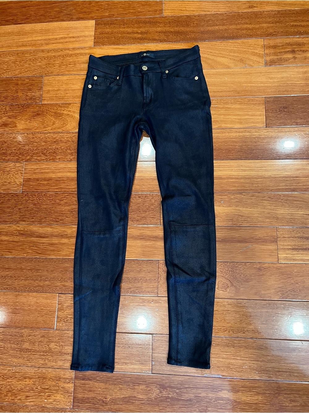 Black Slim Faux-Leather Skinny Pants